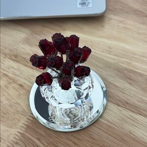 Swarovski Crystal Vase with Red Roses